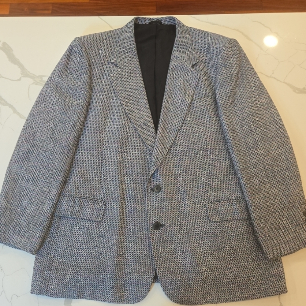 Bachrach 100% Silk Single Breasted Tweed All Seasons Blazer Mens 44R